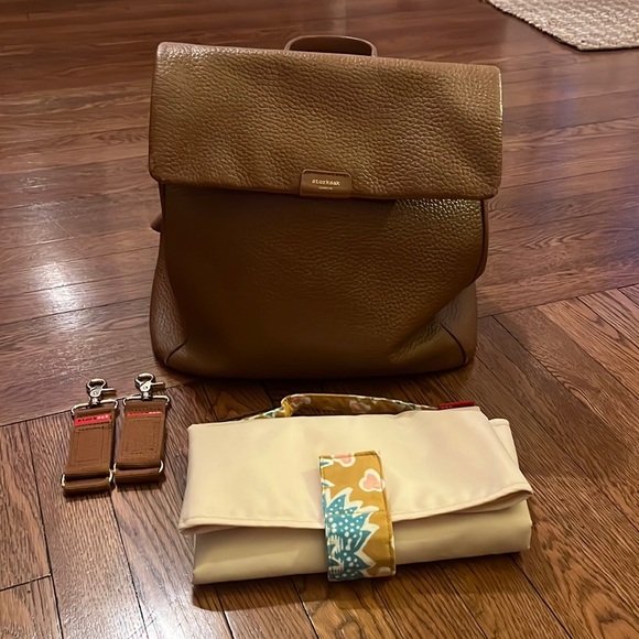 Storksak and Anthropologie collaboration. Brown leather backpack diaper bag. - Picture 1 of 15